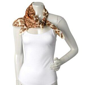 Vintage Leopard Animal Print Scarf Italian Brown Cream Orange